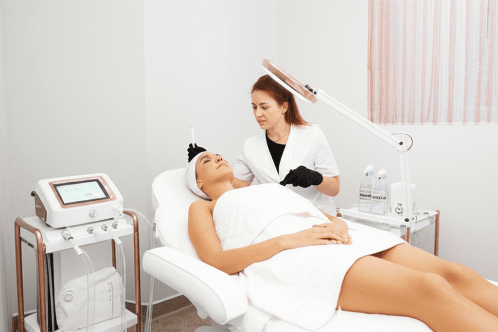 Board-certified provider performing aesthetic treatment at Malia and Poppas Med Spa Sarasota